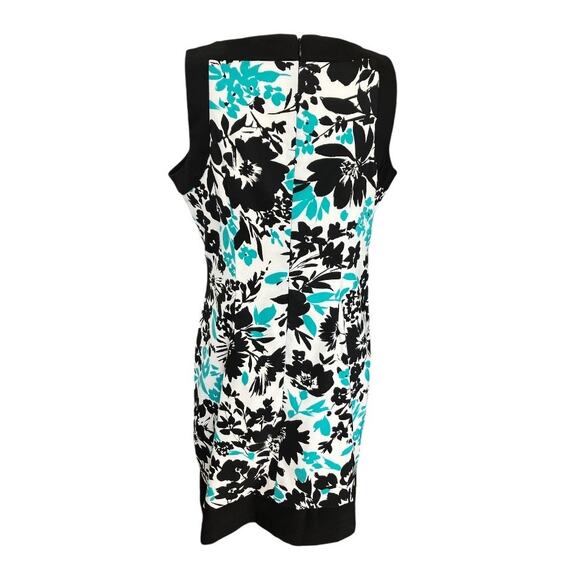 Jessica Howard Turquoise Black White Sleeveless Floral Dress Size 10 - Picture 2 of 4